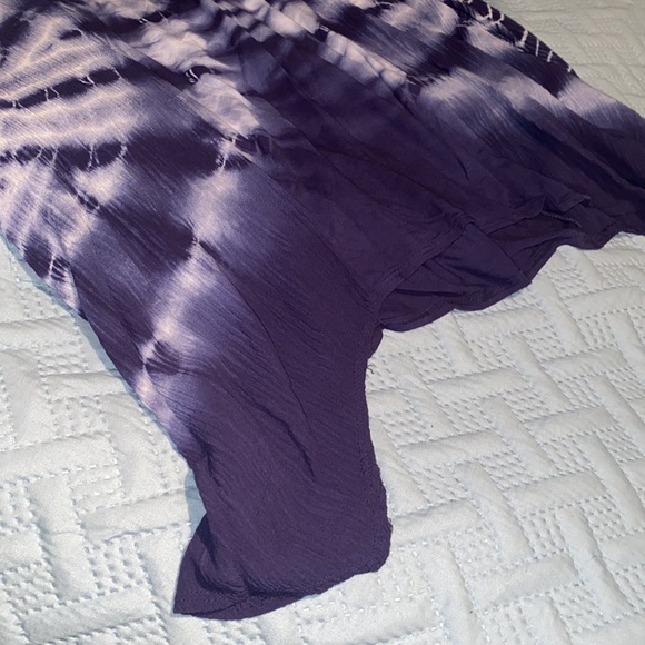 Ava James bell sleeve hi lo tunic Lace up neckline Tie dyed navy and white large - Picture 10 of 15